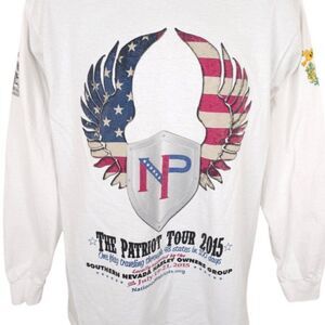 Nation Of Patriots T Shirt Mens Size Medium White Tour Nevada Harley Owners HOG